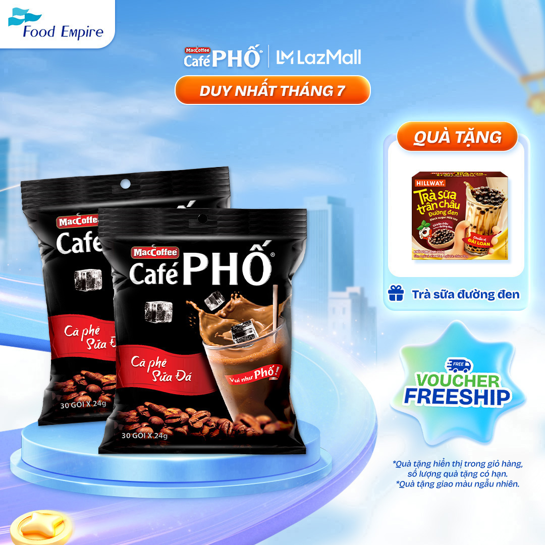 Combo 2 Túi Cà phê Phố Sữa Đá - Maccoffee (túi 30 gói x 24g)