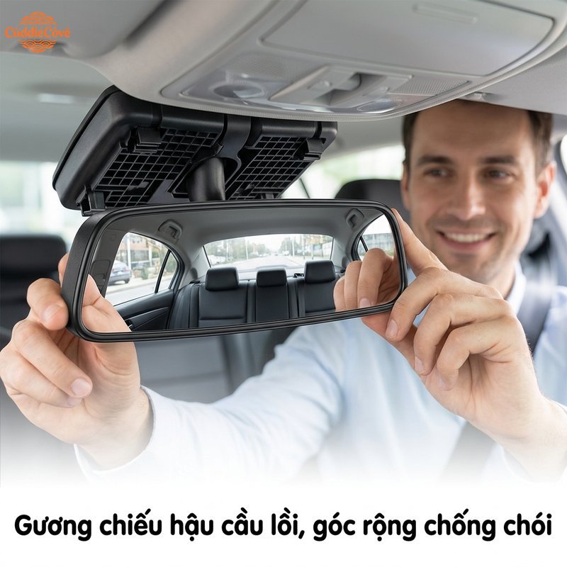 CuddleCove Car convex wide angle anti glare stick on rearview mirror easy install reverse assist wider view Giá 140,900 Đồng*Miễn phí vận chuyển