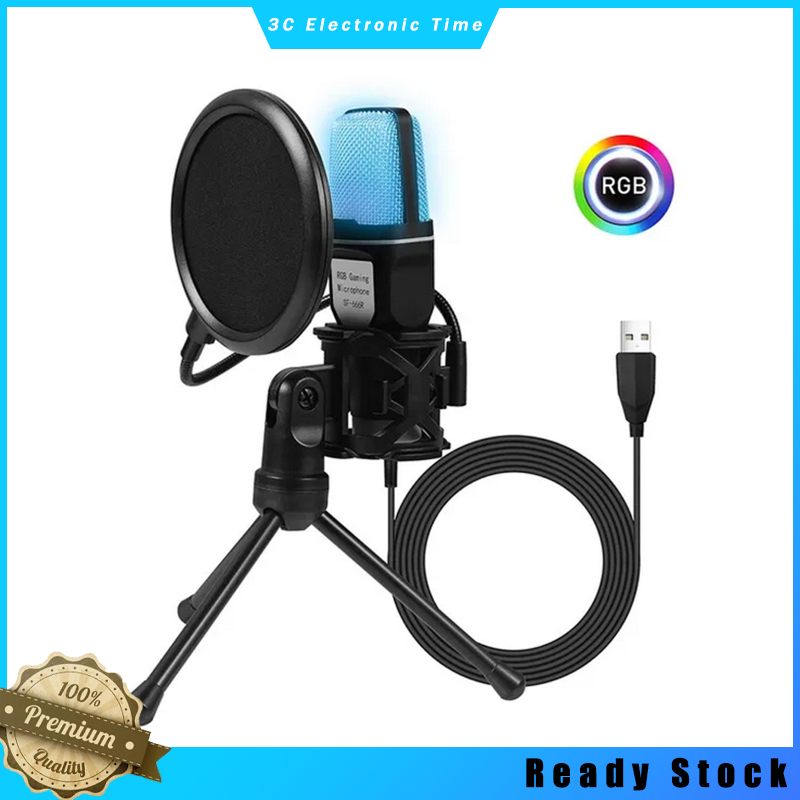 SF666R USB Wired Microphone Noise Reduction RGB Condensador Mic For