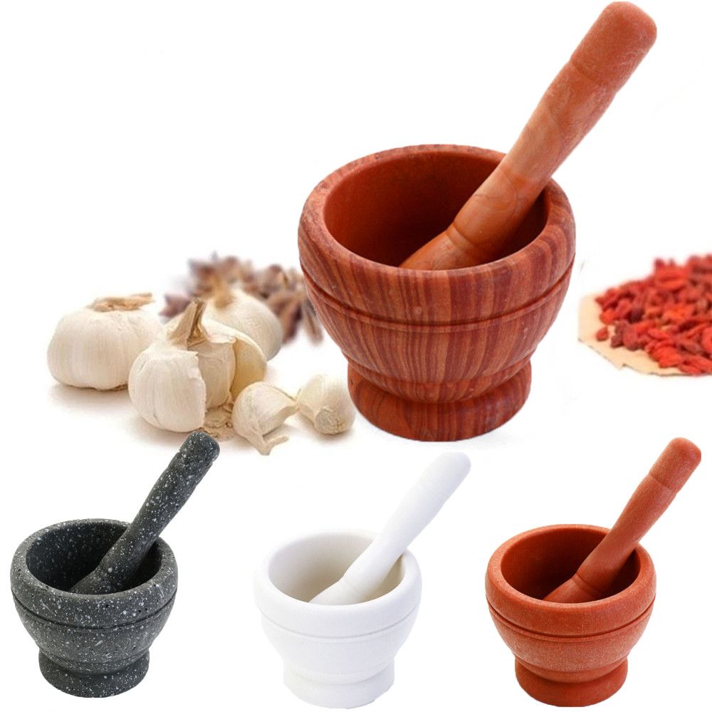 Okdeals Bát nghiền đá cẩm thạch vữa Bộ Chày nấu bếp công cụ dụng cụ đập tỏi máy xay thủ công tỏi gia vị thảo mộc