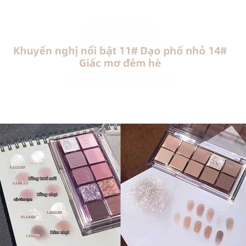 FCTIANKE |   Bảng Phấn Mắt Đa Chức Năng Màu Tím Nhạt Kem 10 Màu - 6