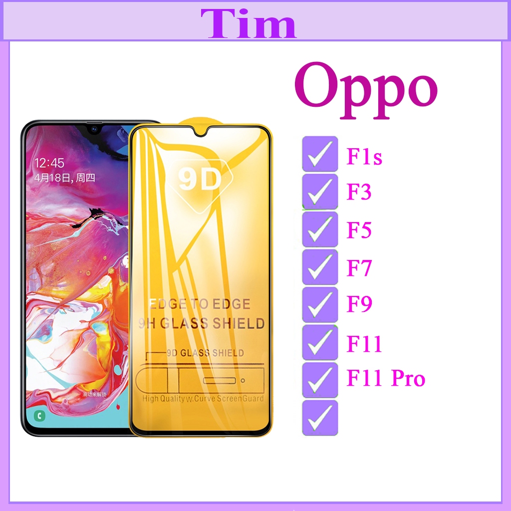 ❤Đầy đủ❤9D kính cường lực OPPO F1S/F3/F5/ Oppo F7/Oppo F9/OPPO F11/OPPO F11 Pro/toàn màn hình (không cần lau chùi giấy)