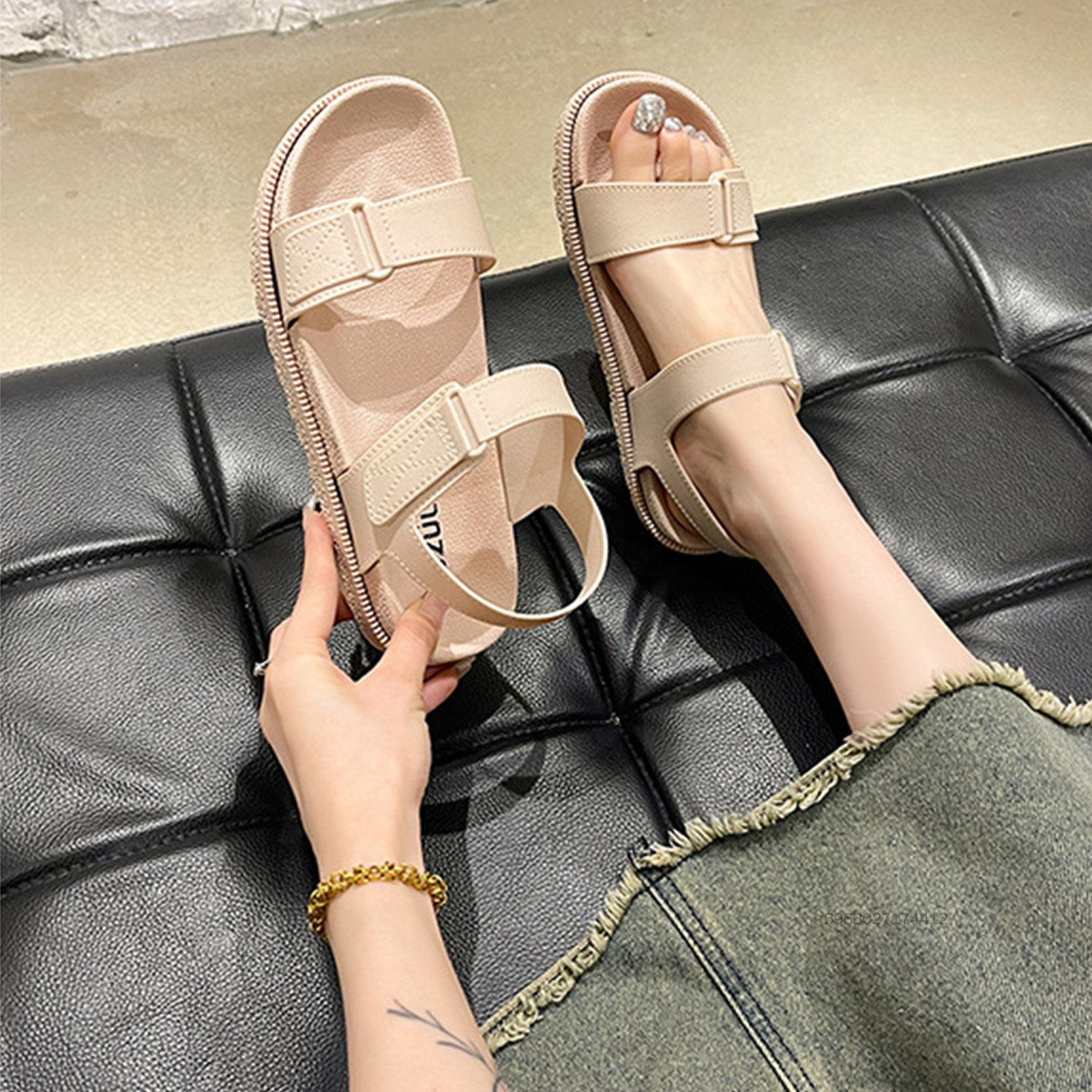 Nữ Mùa Hè Gai Dầu Sandal Chống Trơn Trượt Hở Mũi Dốc Gót Quà Giáng Sinh Sinh Nhật Năm Mới IIU-VN - 3