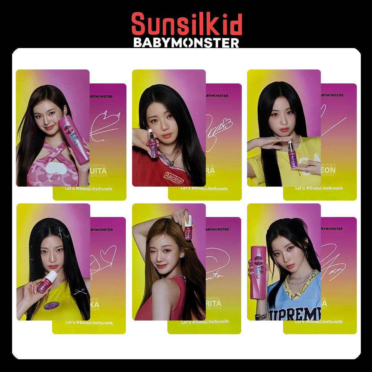 HZ 6PCS/Set BABYMONSTER Sunsilkid LOMO Card Sunsilk lndonesia Postcards Collection Stars Peripheral ZH