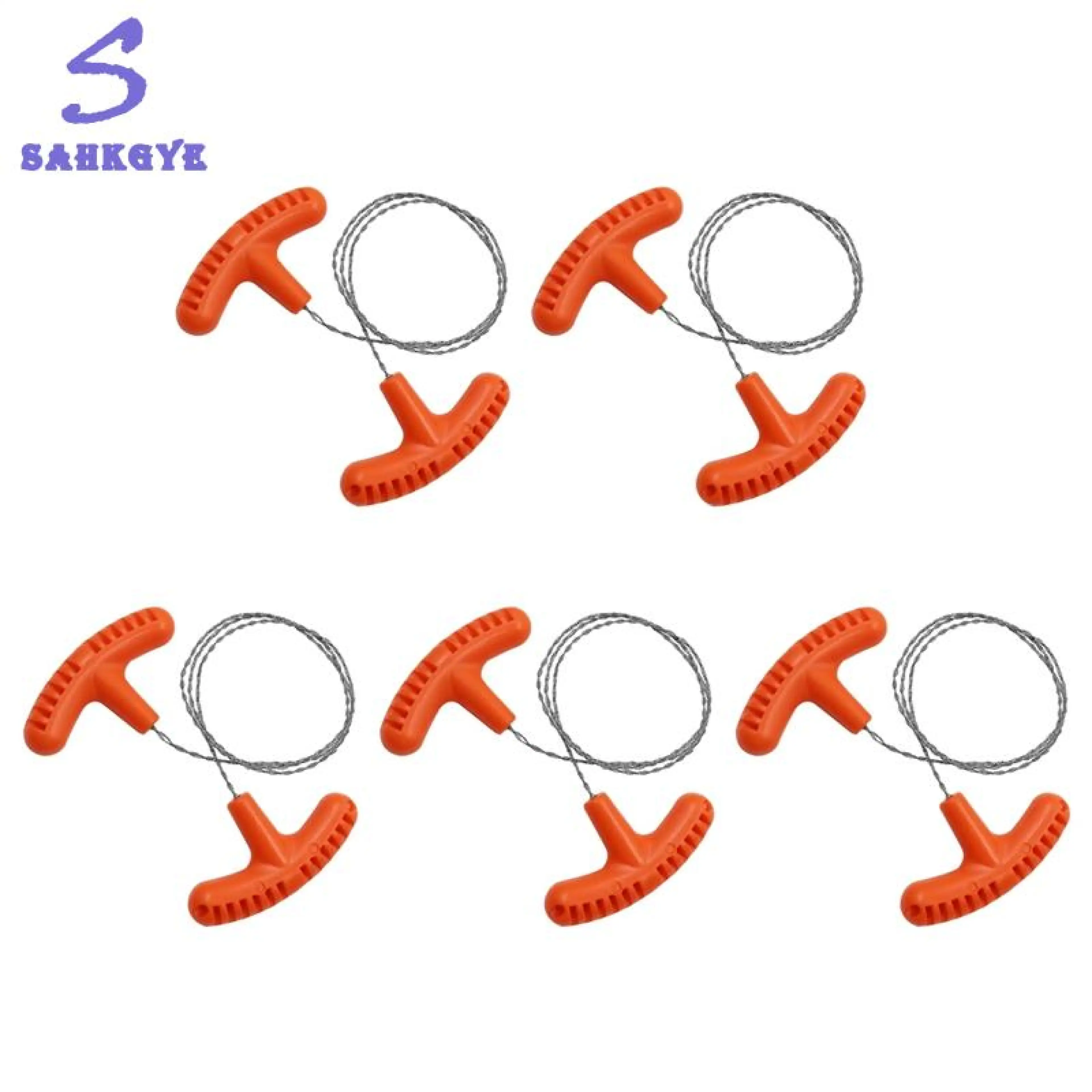 Multi-Purpose Mini Pocket Wire Saw 5Pcs Stainless Steel Outdoor Camping Emergency Survival Gear Tools Orange