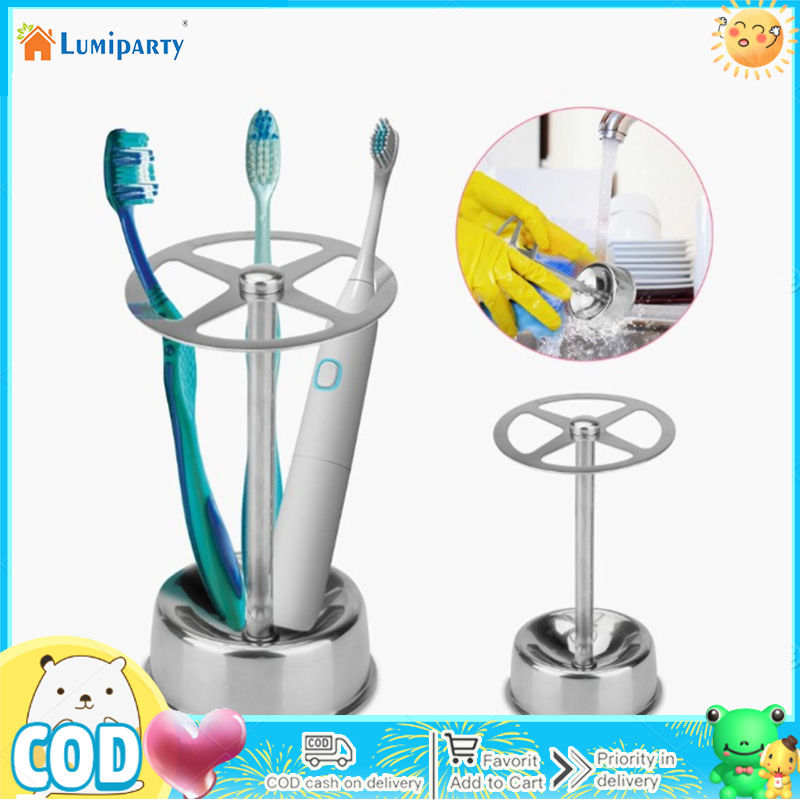 Multifunctional Toothbrush Holder Space-saving Stainless Steel Toothpaste Stand Bathroom Organizer ราคา 65 บาท*ส่งฟรี