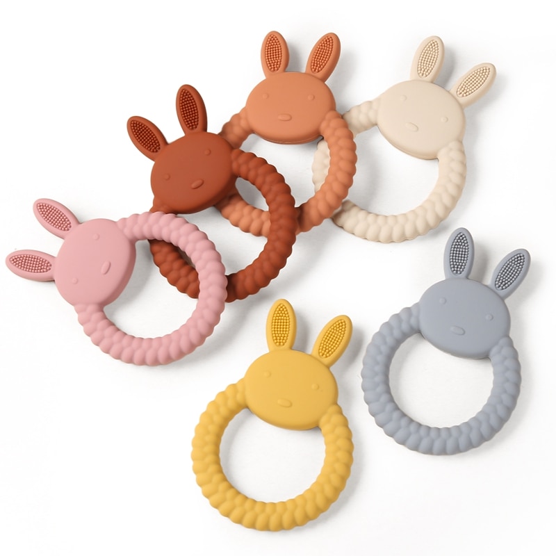 1PC gặm nướu Silicone đồ chơi trẻ em hình con thỏ Teether bé món quà sơ