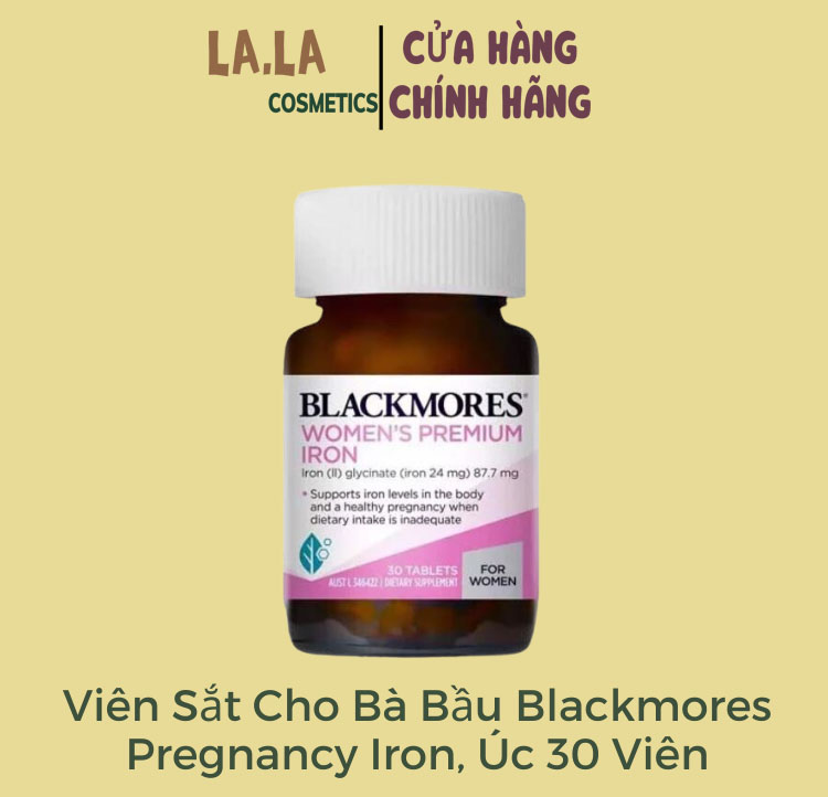 Viên sắt cho bà bầu blackmores pregnancy iron, úc 30 viên ngừa thiếu máu không gây táo bón, date mới