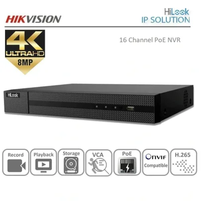 HILOOK BY HIKVISION DUAL HDD BAY NVR-216MH-C/16P 16 CHANNEL 4K 8MP NVR