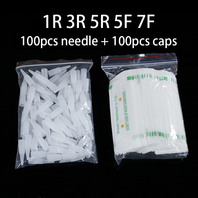 【Hot item】 100 Pcs 1rl/3rl/5rl/5f/7f Needle Tips Permanent Makeup Kits Professional Tattoo Small/big