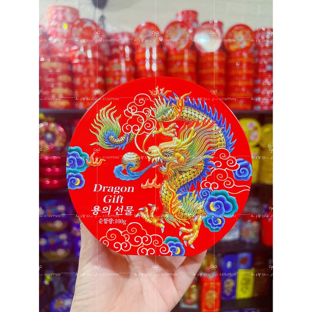 Bánh Quy Thiếc Rồng nhả ngọc vân nổi 2024 hộp 100gr