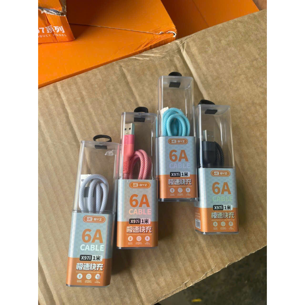 Cáp Dữ Liệu Chính Hãng BYZ - X97 , Sạc Nhanh 6A , bọc dù ,có Chiều Dài 1M2