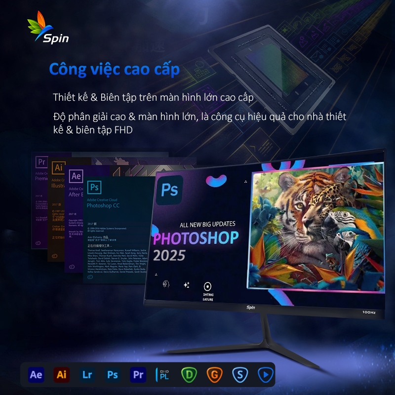Spin 24 Inch Computer Monitor Tear-Resistant Technology High Brush Image Fullhd Led Monitor 100Hz Screen - Thương hiệu Spin Giá 1,690,000 Đồng*Miễn phí vận chuyển