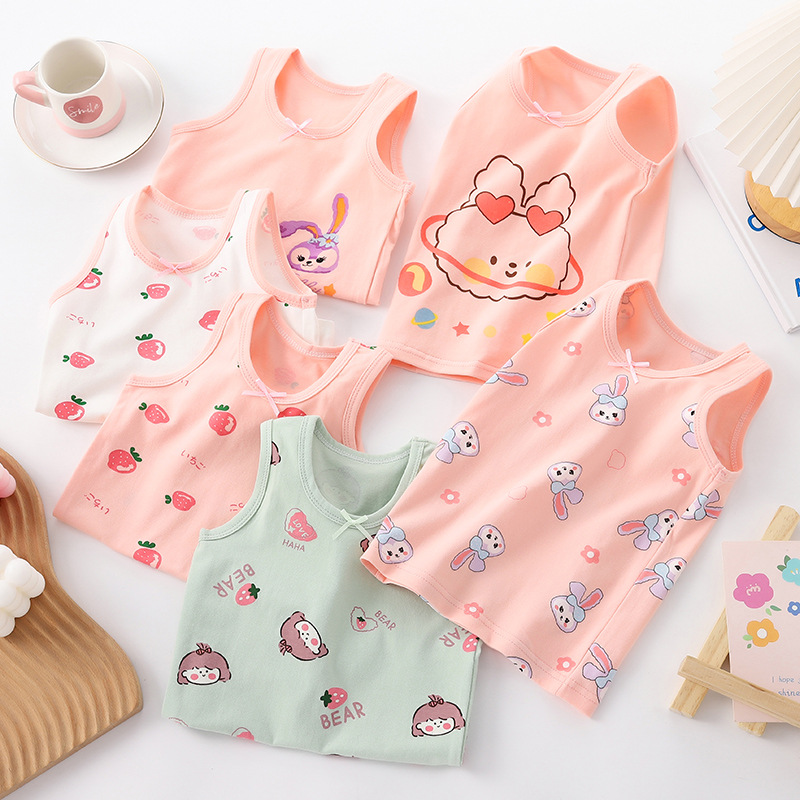 AISAMEFE 2024 Summer children's vest, girl's small suspender, inner wearing vest, pure cotton thin base, baby top ราคา 160 บาท*ส่งฟรี