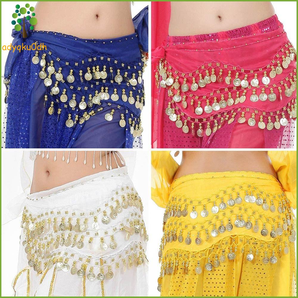 ADYQKU0DH Dành cho Thái Lan/Ấn độ/Ả Rập Trang phục trình diễn Tua rua Dây đeo thắt lưng Đai múa bụng Váy vũ công Khăn choàng hông