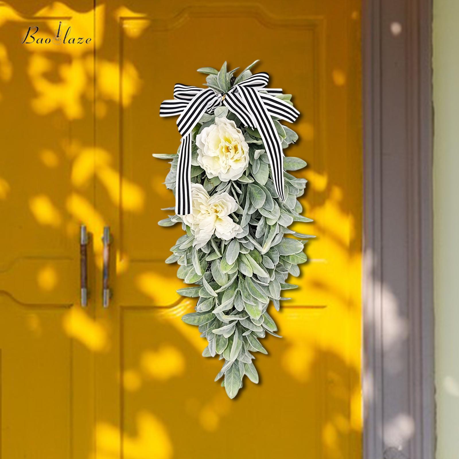 Baoblaze Artificial Teardrop Swag Rustic Ornament Creative Easy to Use Spring Wreath Wall Decoration Hanging Garland for Window Bedroom ราคา 2,658 บาท*ส่งฟรี
