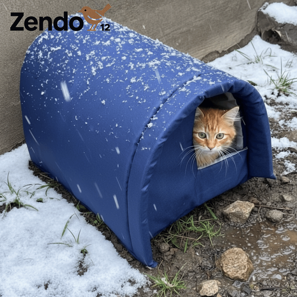 ZENDO12 Ấm áp Nhà cho mèo Chống thấm nước Chống gió Hang ngủ cho mèo Lều cho mèo Có thể gập lại Chỗ trú ngoài trời cho mèo Ngoài trời