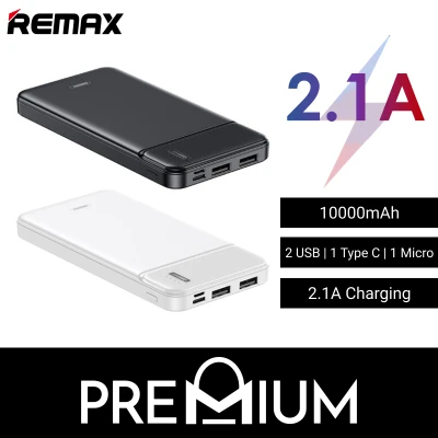 REMAX RPP-255 Pure Series 2.1A 10000mAh Power Bank Portable Charger Battery 10000 mAh PowerBank Compatible with Xiaomi Samsung iPhone Huawei