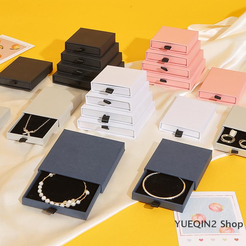 YUEQIN2 Shop 1PCS đen giấy ngăn kéo dày Kraft đồ trang sức bao bì hộp thiệp chúc mừng Vòng Cổ Vòng đeo tay gói quà tặng trường hợp hộp bên món quà