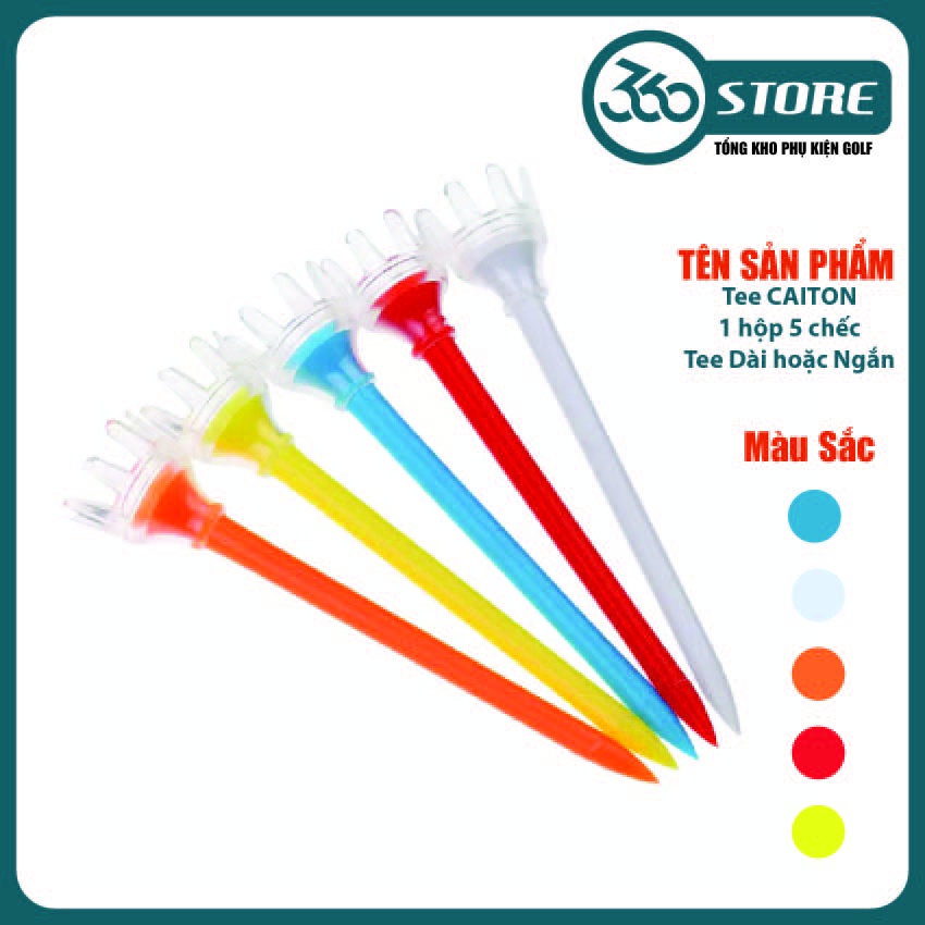 HT Golf - Tee chơi golf CHÍNH HÃNG caition đầu vương miện. Tee nhựa chơi golf ngắn dài 5-9 cm. que đỡ bóng gôn siêu bền