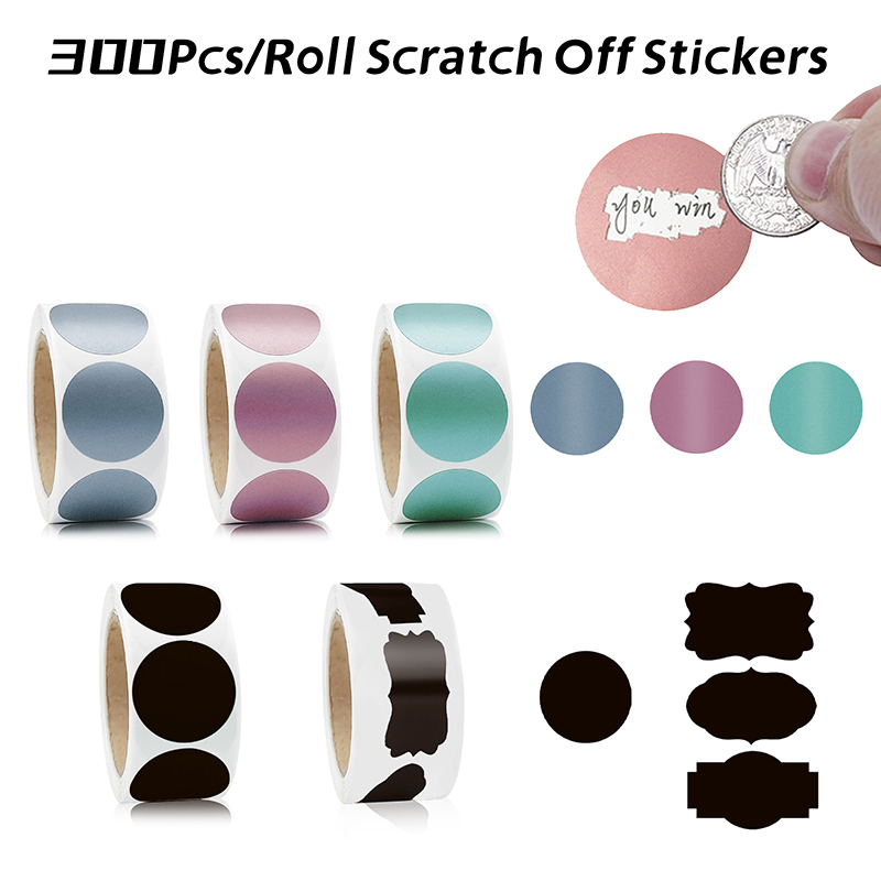 【Youer】 300 cái Scratch Off Stickers nhãn tự dính Sticker bất ngờ nhãn cho Handmade Quà Tặng tag giấy DIY phong bì niêm phong Sticker