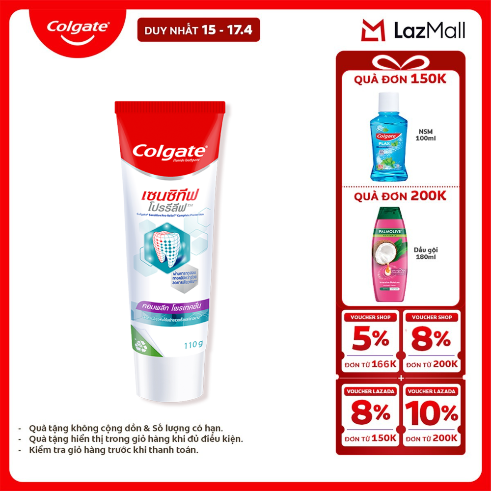 [Chỉ 15-17.4_X2 Voucher giảm đến 18%] Kem đánh răng Colgate ngăn ê buốt Sensitive Pro Relief bảo vệ toàn diện dành cho răng nhạy cảm 110g