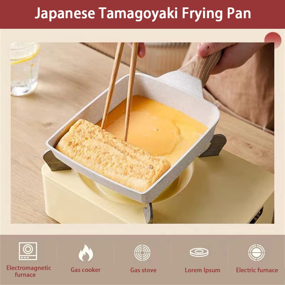 Tamagoyaki vuông không dính chảo rán Đá Maifan Omelette Pancake trứng cuộn chảo nồi nấu dụng cụ nhà bếp đồ dùng sản phẩm bán chạy