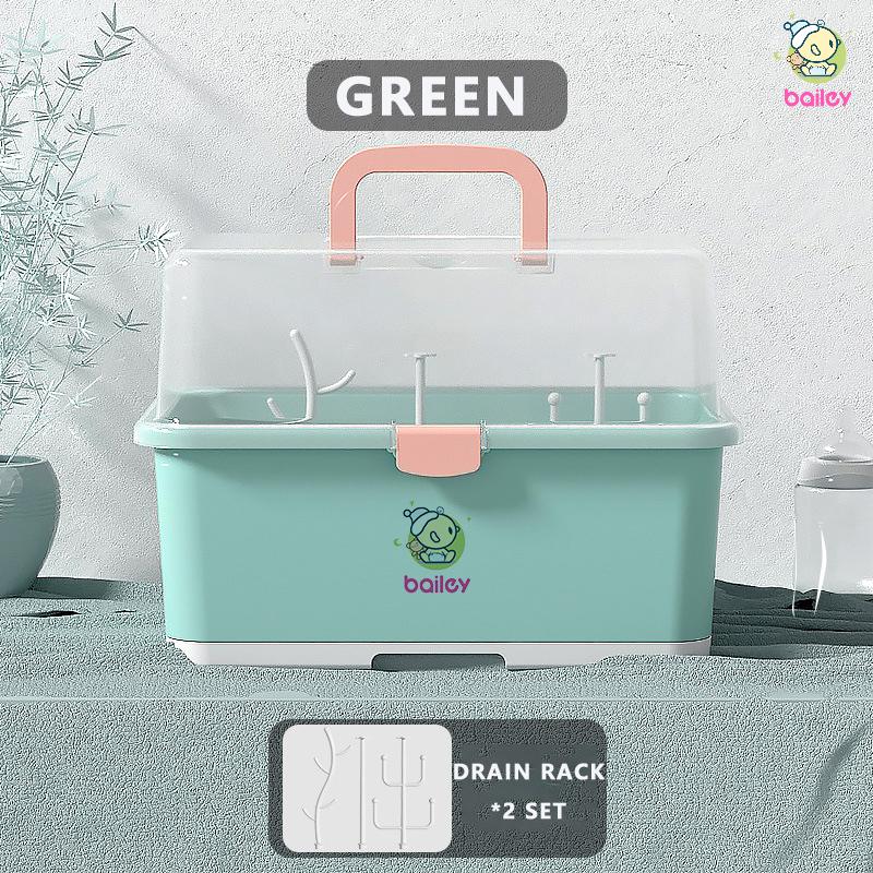 Bailey Baby Feeding Bottle Storage Box Milk Powder Bottle pacifier Organizer Dryer Portable Large Baby Cutlery Storage Box Drain Dust-proof Milk Powder Box Drying Rack Food Storage