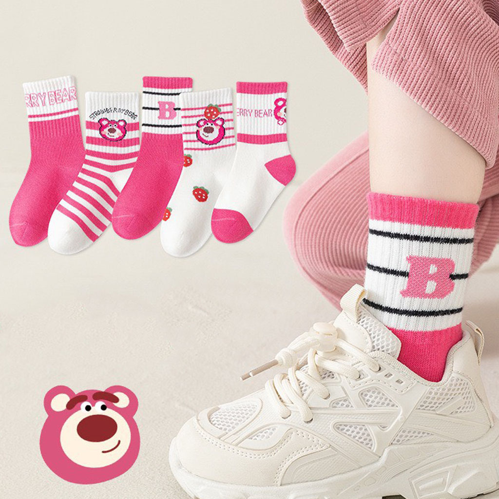 Set 5 tất gấu dâu Lotso cho bé gái