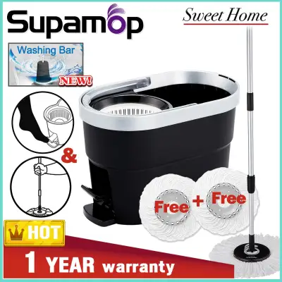 [Sweet Home] SupaMop P600 Premium Version Spin Mop Set / Foot Press, Hand press spin and washing bar in one mop set