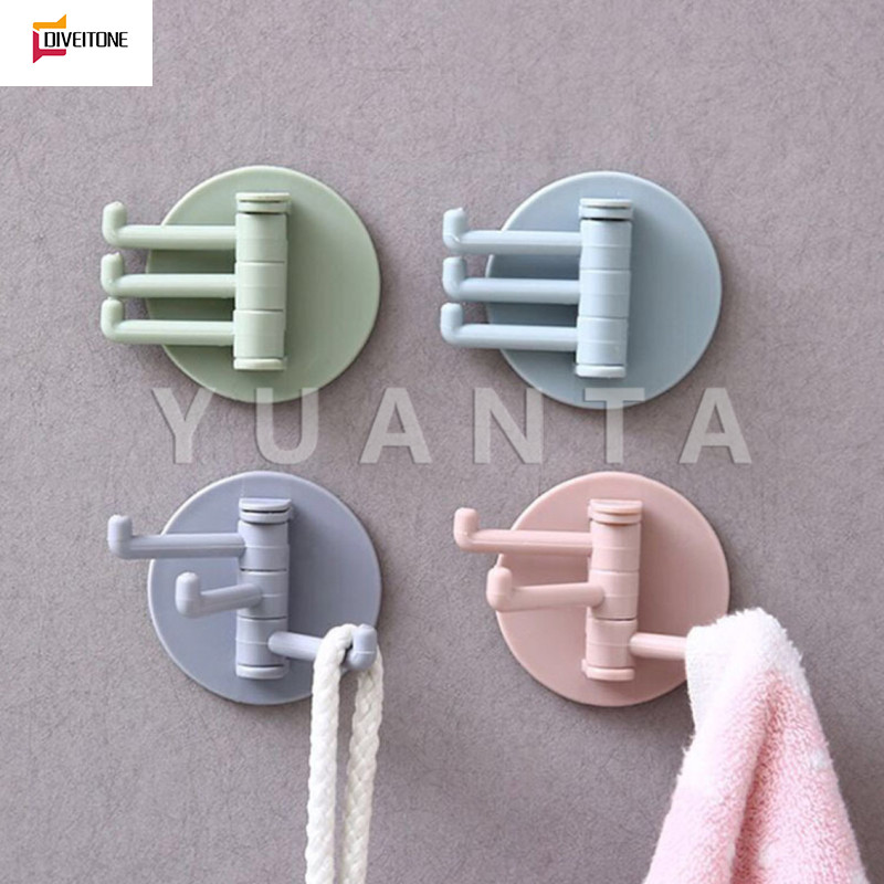 ตะขอติดผนัง "3 แฉก" ที่แขวนอเนกประสงค์ Rotating hook for 1pc ราคา 3 บาท*ส่งฟรี