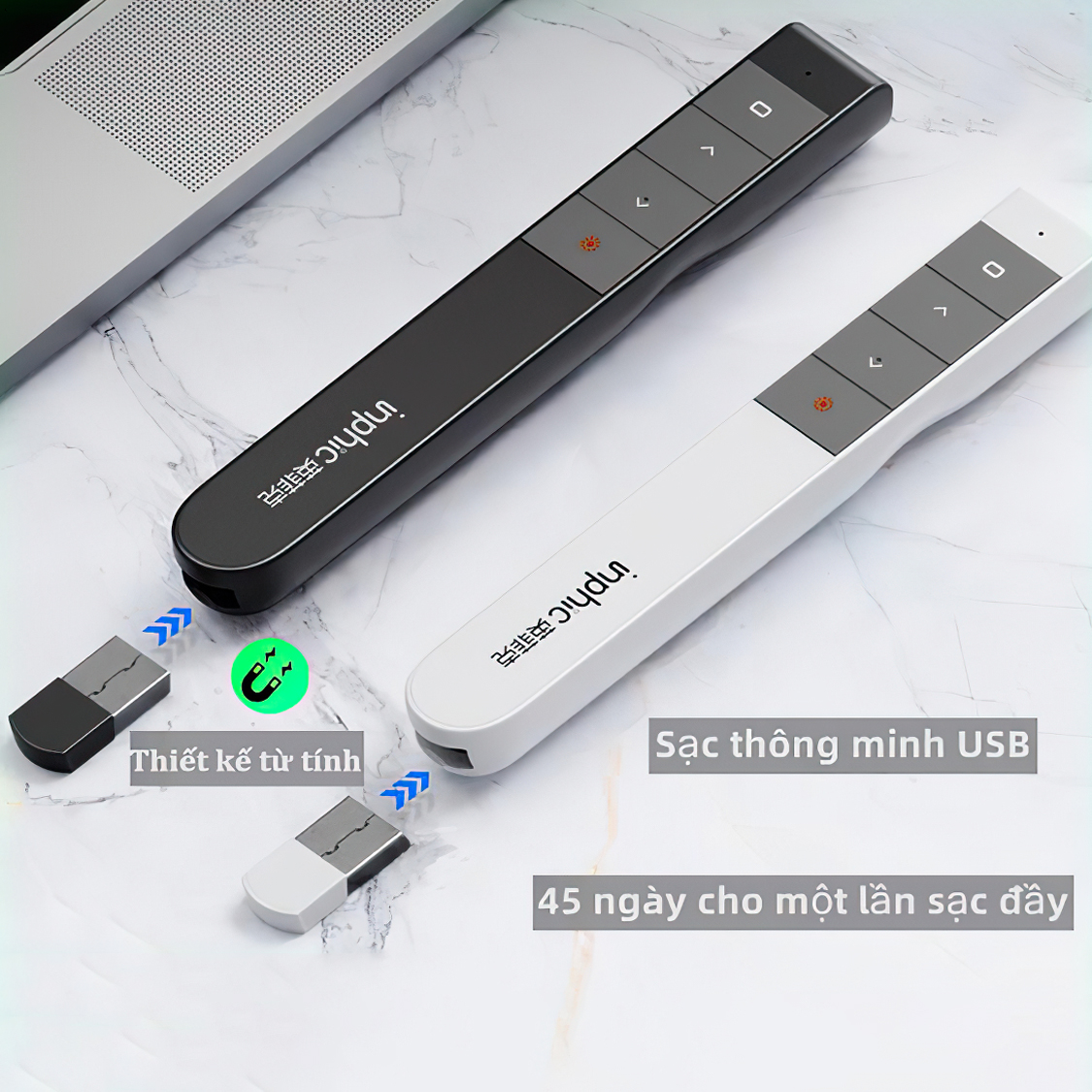 Bút Trình Chiếu Powerpoint Không Dây - L1P Bút Thuyết Trình Lazer Chiếu Slide Có Thể Điều khiển 2 Màn Hình, Sạc thông minh USB, Hiển Thị Báo Pin, Bút Chỉ Máy Chiếu Laser Tương Tự Bút Trình Chiếu Logitech