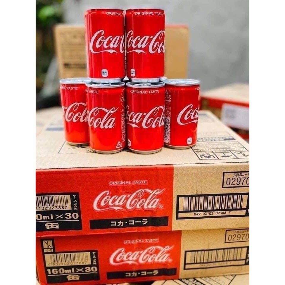 Thùng 30 lon nước ngọt có ga coca mini Nhật Bản 160ml phỐ thẢo mỘc