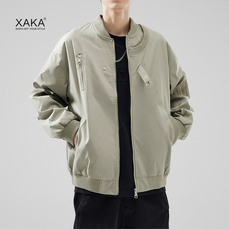 SINRANSINYA丨Áo Khoác Nam-Áo khoác nhẹ nam Áo Khoác Bomber mới Quần yếm đồng phục bóng chày Mỹ giản d
