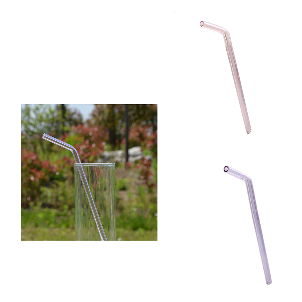 U07.08 inch 8mm Reusable Bend Glass Drinking Thick Straws Wedding Party