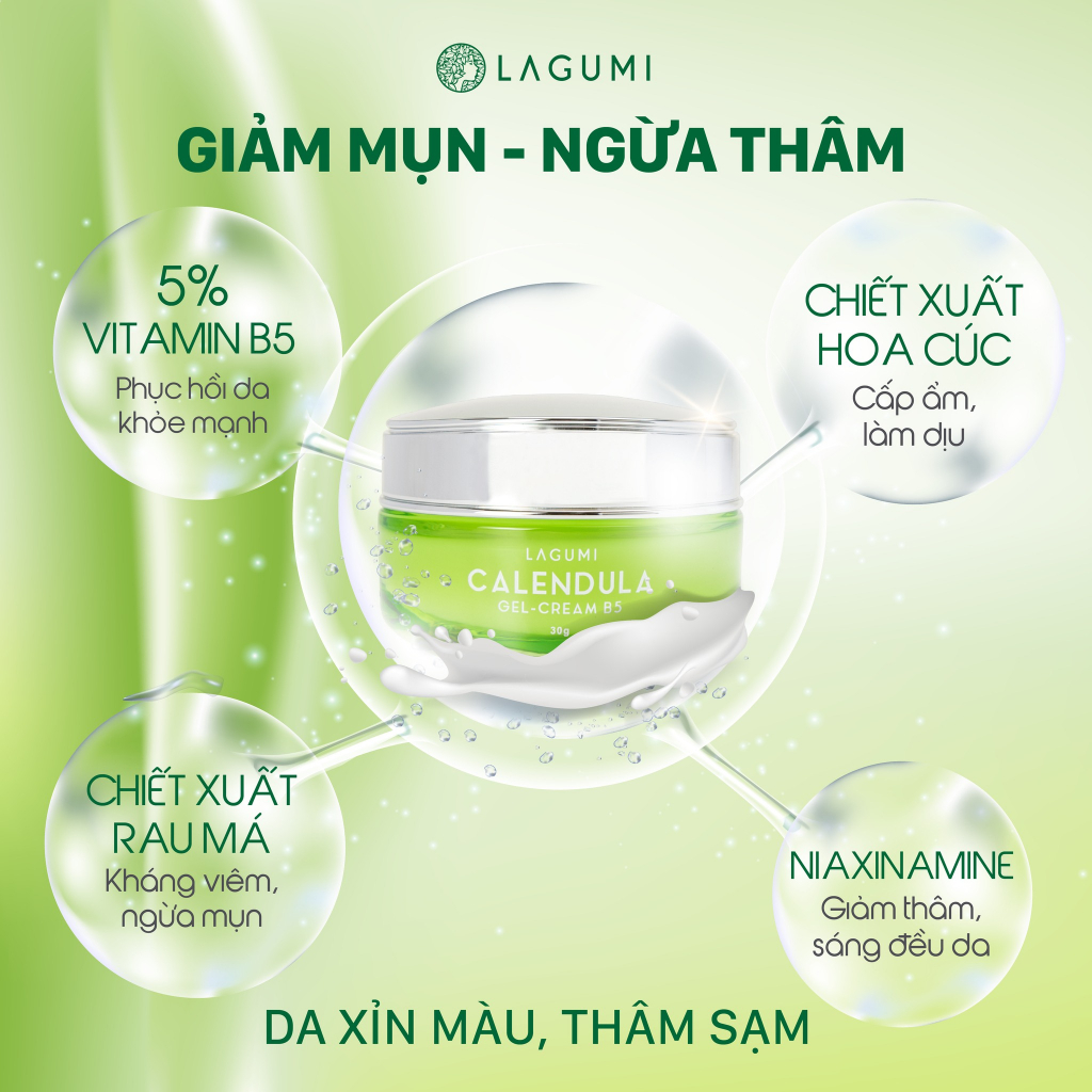 Bộ sản phẩm dưỡng da kiềm dầu giảm mụn, giảm thâm lagumi dành cho mẹ bầu