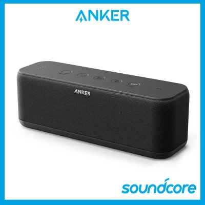 Upgraded, Anker Soundcore Boost Bluetooth Speaker with Well-Balanced Sound, BassUp, 12H Playtime, USB-C, IPX7 Waterproof, Wireless Speaker with Customizable EQ via App, Wireless Stereo Pairing