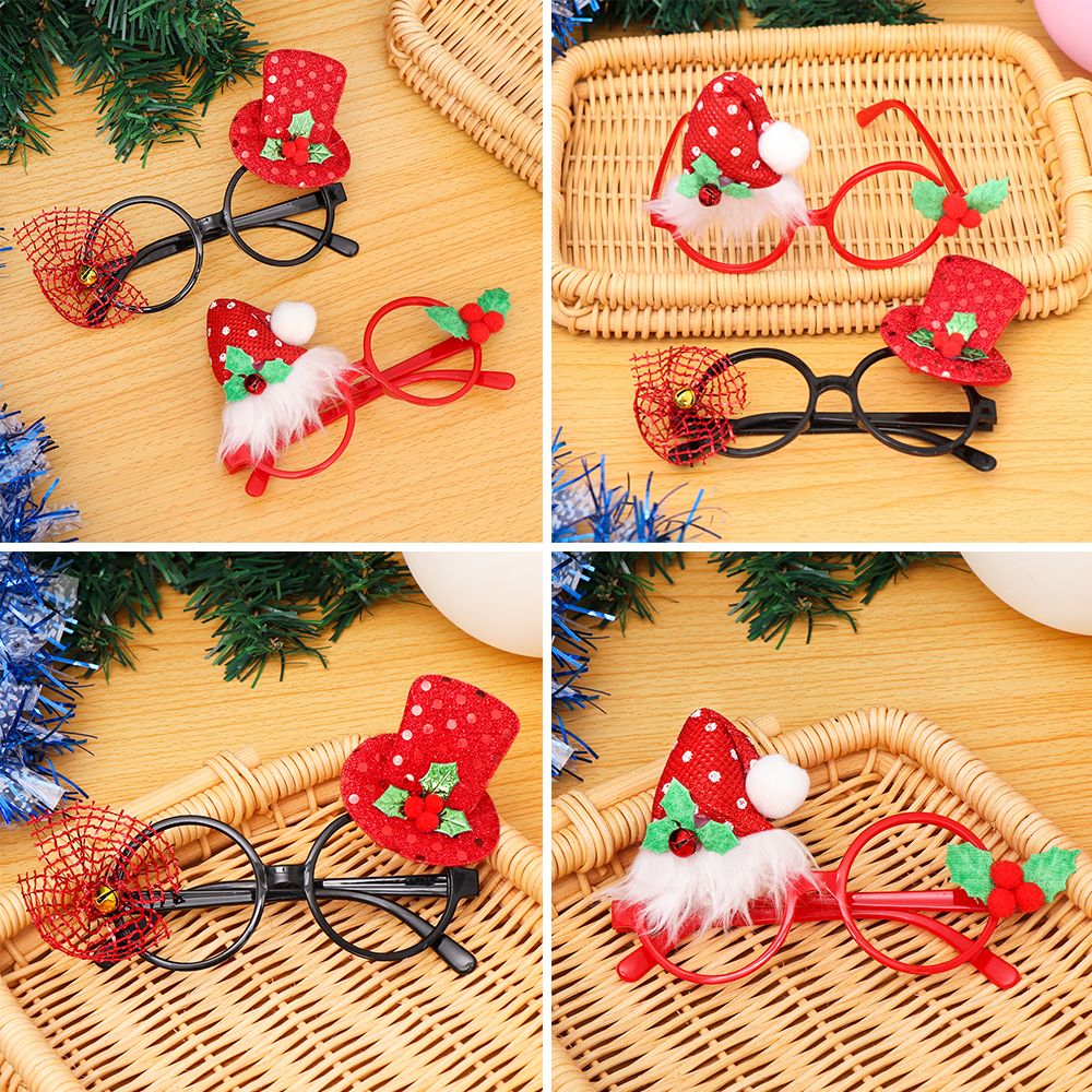 Keljtp 1/5 cái hàng cung cấp cho ngày lễ phim hoạt hình Mũ Ông Già Noel Gọng kính khung tròn trang trí tiệc đồ trang trí Giáng sinh