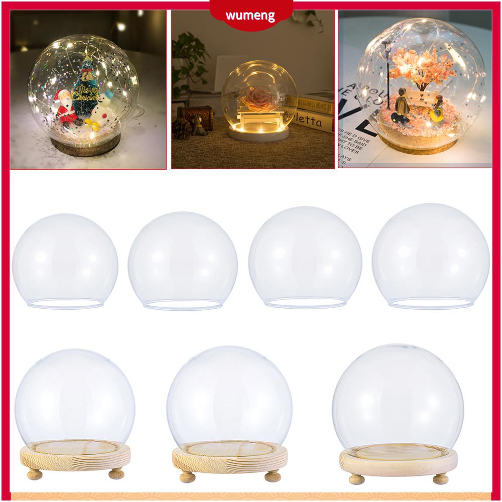 Terrarium Bàn Trang Chủ Thủy Tinh Trang Trí Bình Lọ Terrarium Hình Cầu Hoa Lưu Trữ Hộp Kính Cloche Đế Gỗ Bụi