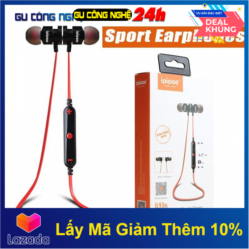 Tai nghe bluetooth nhét tai thể thao có micro volume ipipoo 93b -dc3147