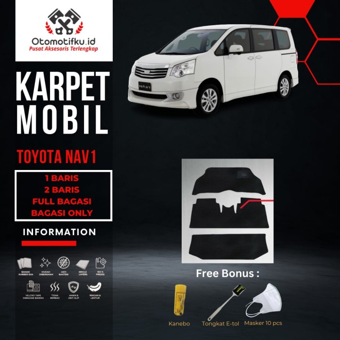 [ OTOMOTIFKU ] Karpet Mobil Toyota NAV1 Bahan Double Layer Rubber Eva Premium - S (1 Baris), Hitam Harga 700,000 rupiah*Gratis Ongkir