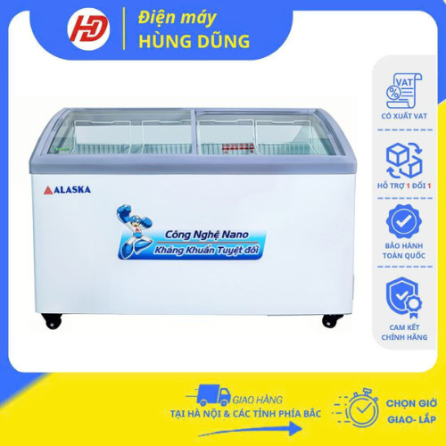 [ SHIP HOẢ TỐC 2H TẠI HÀ NỘI] Tủ kem Alaska KC-210 mặt kính cong 300 lít- Bảo hành chính hãng 24 tháng