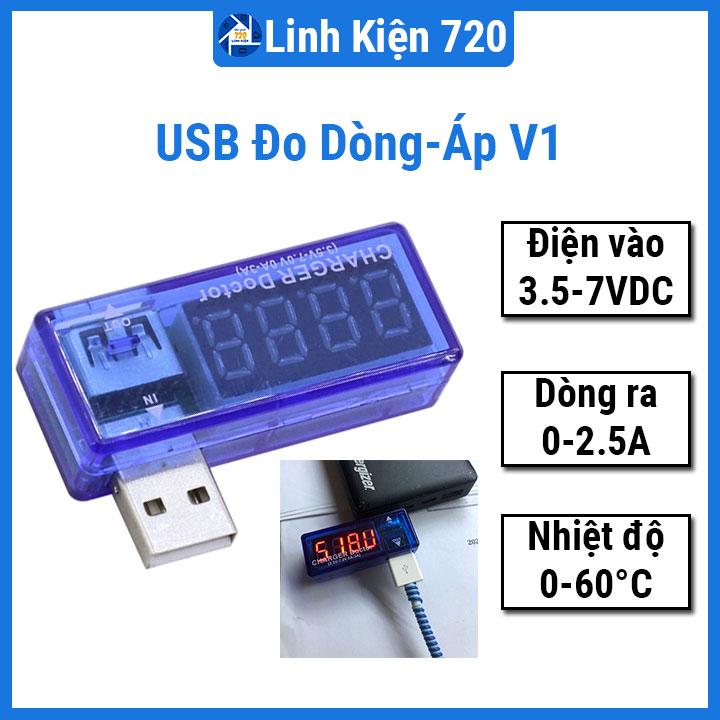 Test điện thoại, sạc dự phòng - usb đo dòng đo áp V1