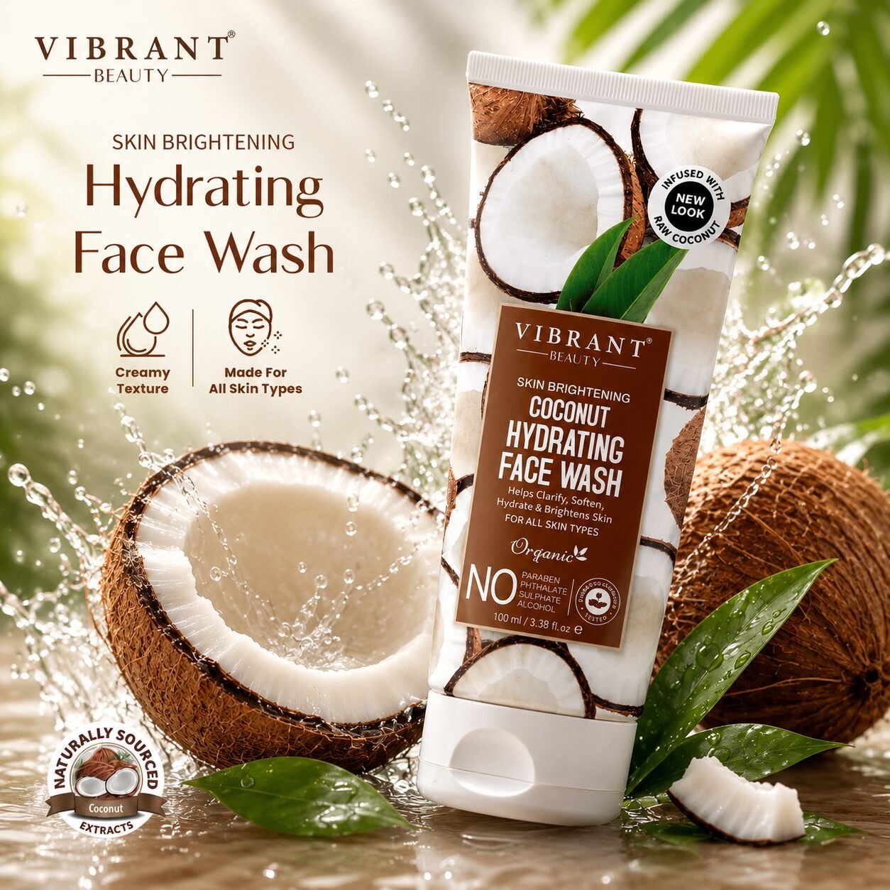Vibrant Beauty Coconut Hydrating Face Wash | Facial Cleansing Care | 100ml