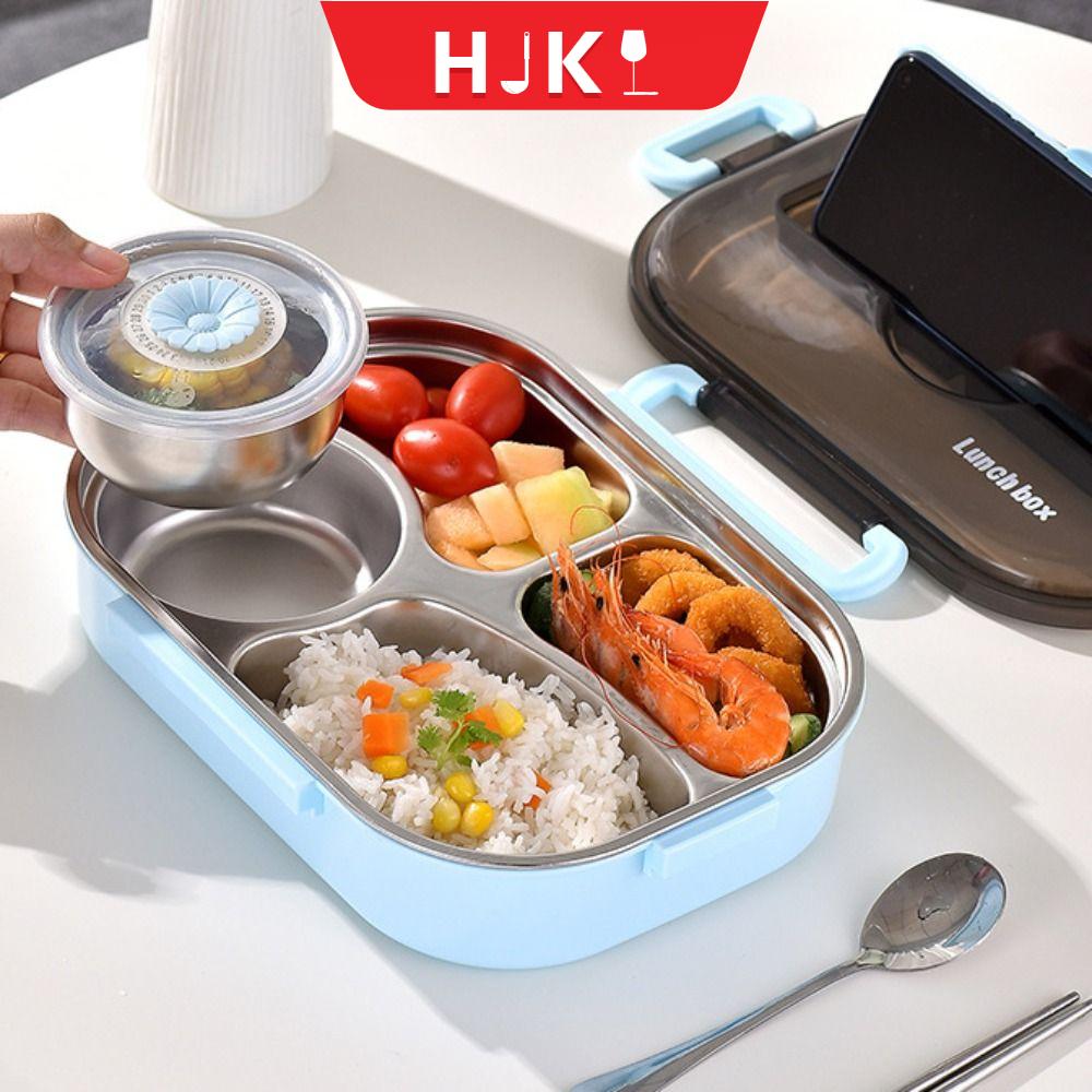 HJKL Thép không gỉ Hộp cơm cách nhiệt Chống rò rỉ Dung lượng lớn Hộp đựng thực phẩm kín Nhiều ngăn với bát súp Bộ đồ ăn giữ ấm thức ăn Trẻ em sử dụng