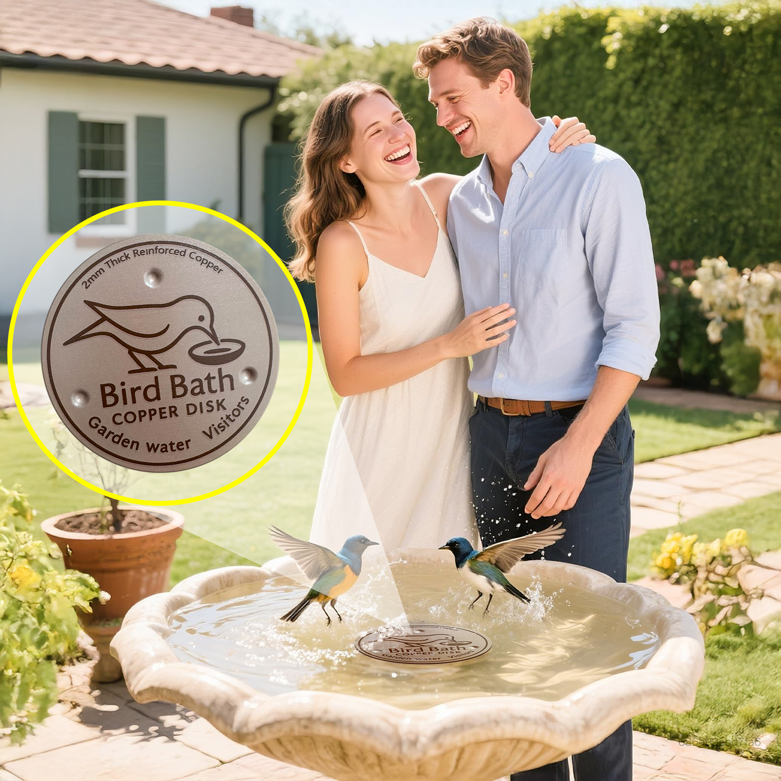 Tắm chim kim loại Bird Disk Birdbaths Cleaner với hỗ trợ ba điểm để làm sạch nước tất cả các mùa SGHS-VN - 5