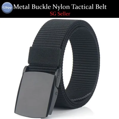 GS99 (110/120cm) Men Metal Buckle Head Canvas Nylon Automatic Tactical Belt (110/