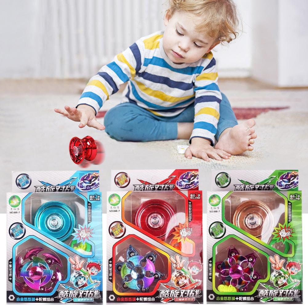 Electroplated Alloy Yo-yo Plus Fingertip Gyro Set Gift Toys