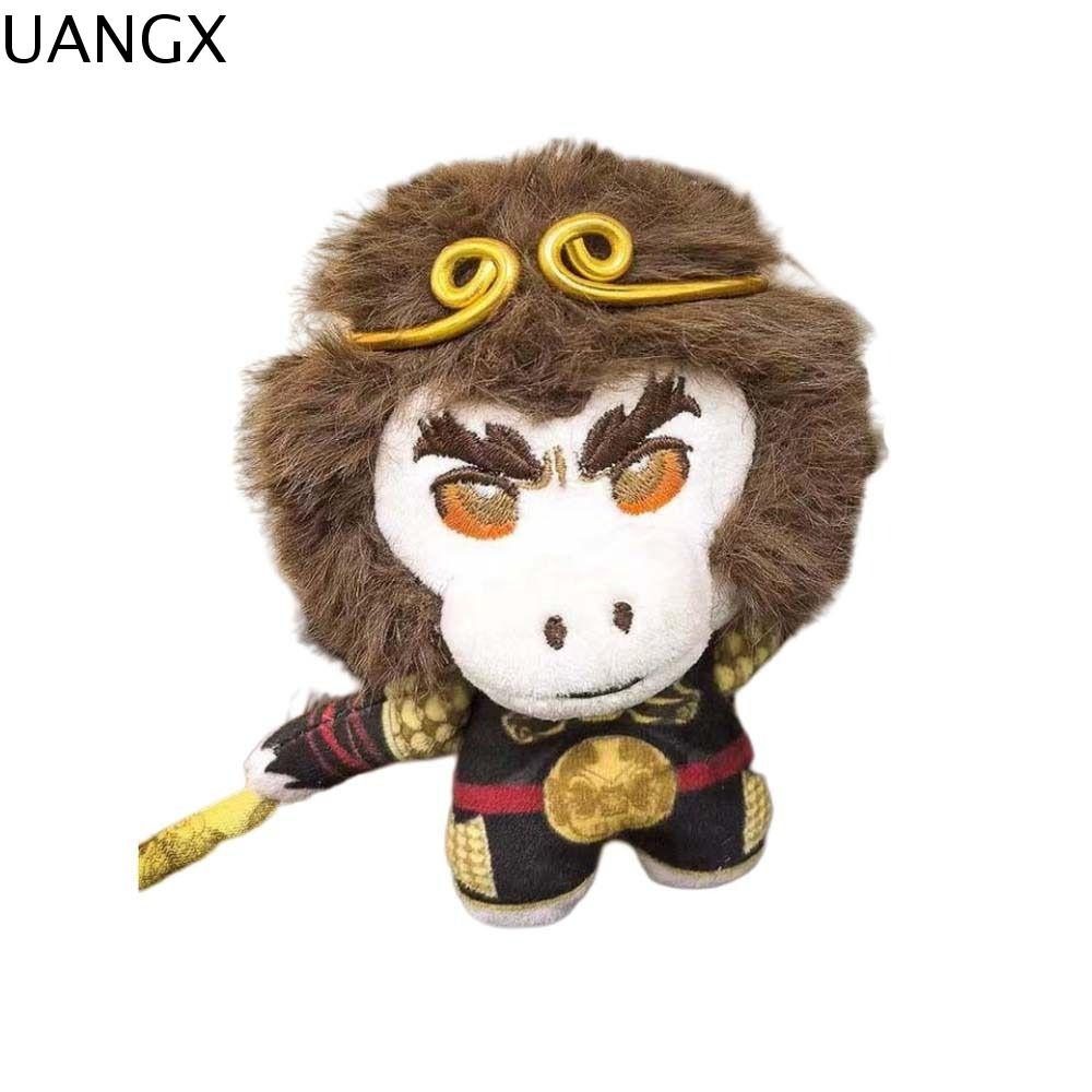 UANGX Bộ sưu tập trò chơi 3A Móc khóa ngộ không huyền thoại màu đen Hoạt hình Qitian dasheng Búp bê nhồi bông ngộ không Dễ thương Lông mịn dây chuyền lợn hoạt hình bằng vải nhung lông Quà tặng bạn trai