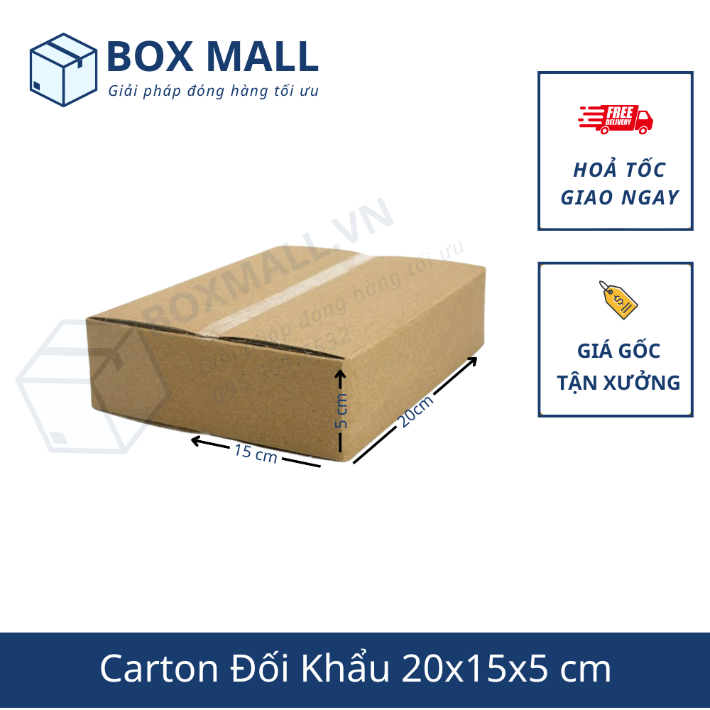Hộp carton đóng hàng 20x15x5 cm Box Mall